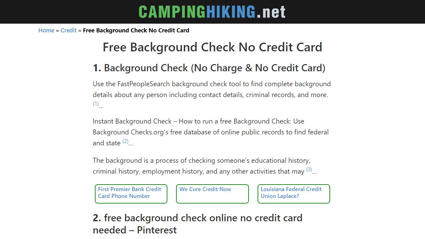 Top 10 FREE BACKGROUND CHECK NO CREDIT CARD Answers